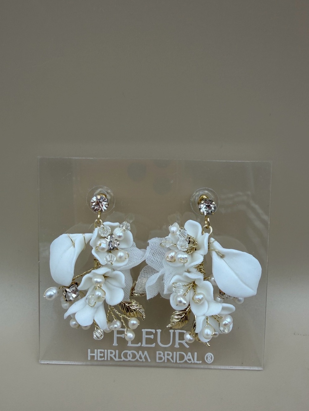 FLEUR Heirloom Bridal Floral Pearl Statement Earrings